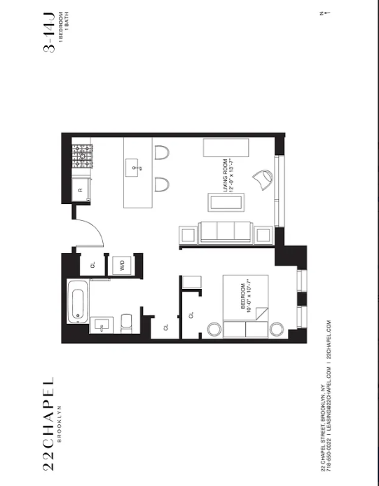 Floor plan for 22 Chapel Street, 1 bedroom